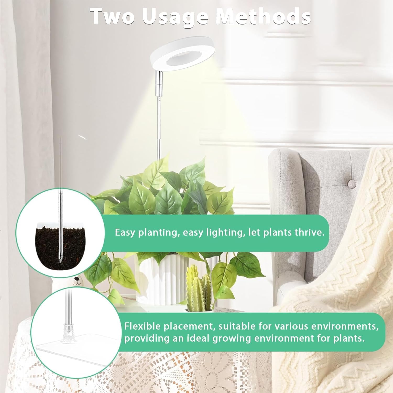 Yadoker Halo Grow Light features an automatic timer for consistent schedules.