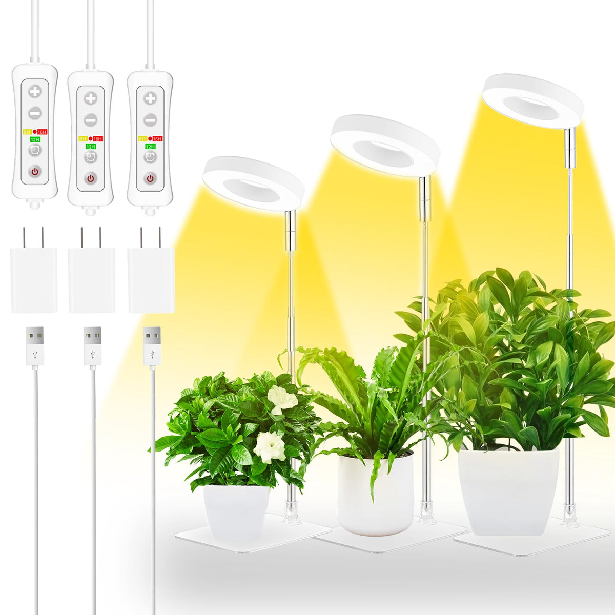 Yadoker Halo Grow Light with full-spectrum illumination for thriving indoor plants.