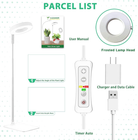 Yadoker Halo Grow Light uses safe aluminum housing stays cool to touch.