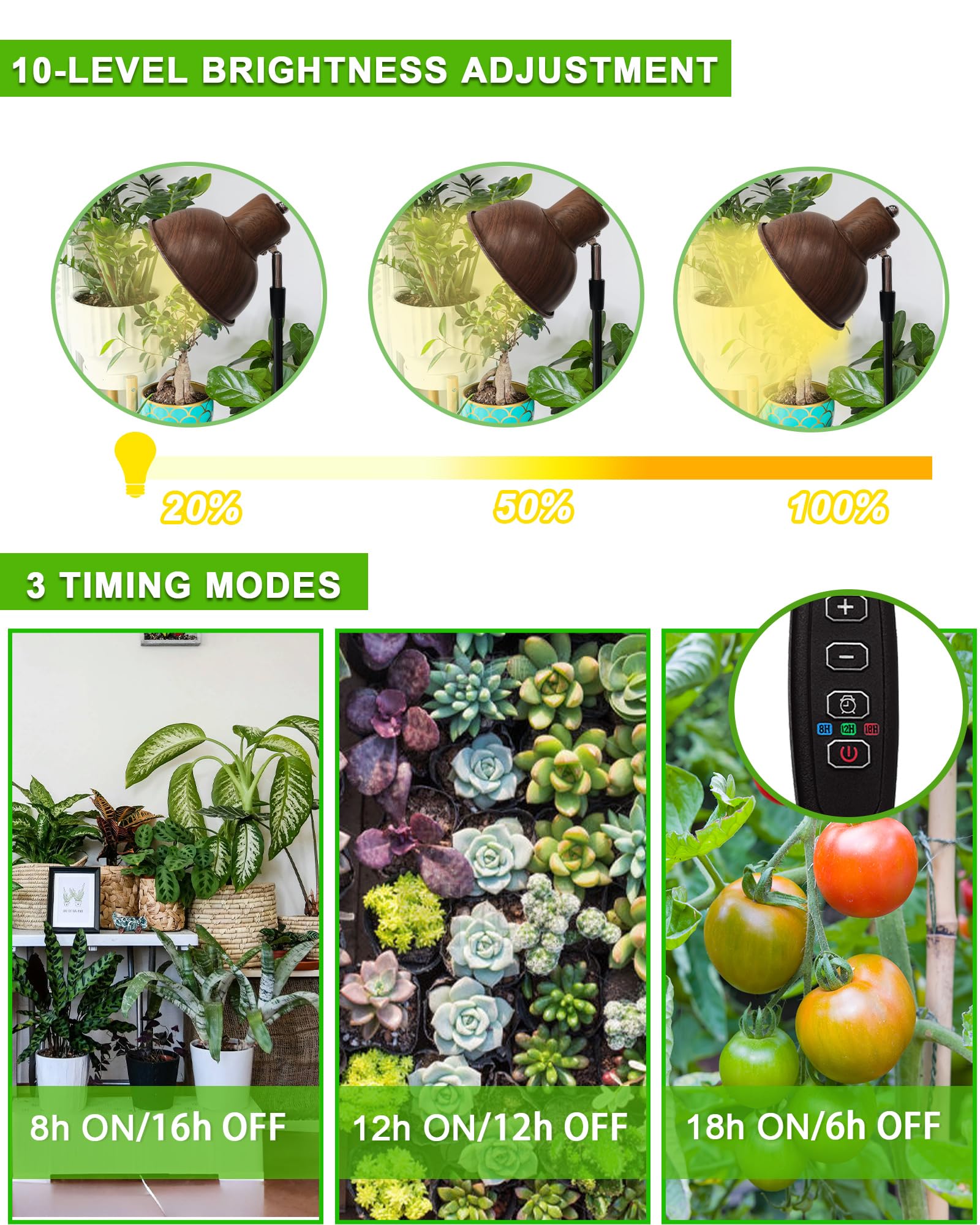 Yadoker height-adjustable grow light suits tall and compact plants alike.