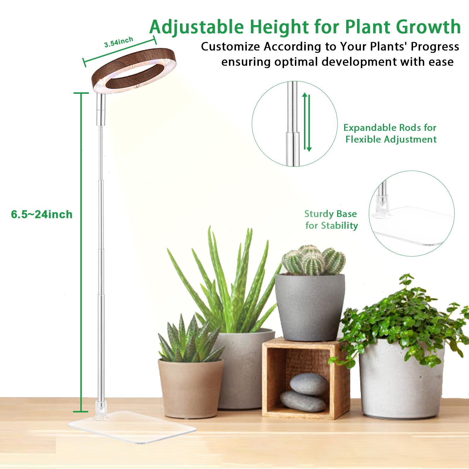Yadoker indoor plant light on desk brightens workspace without glare.