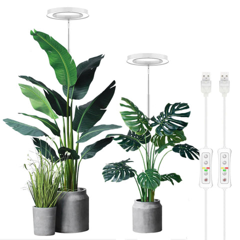 Yadoker LED growing light full spectrum over tall indoor plants for strong growth
