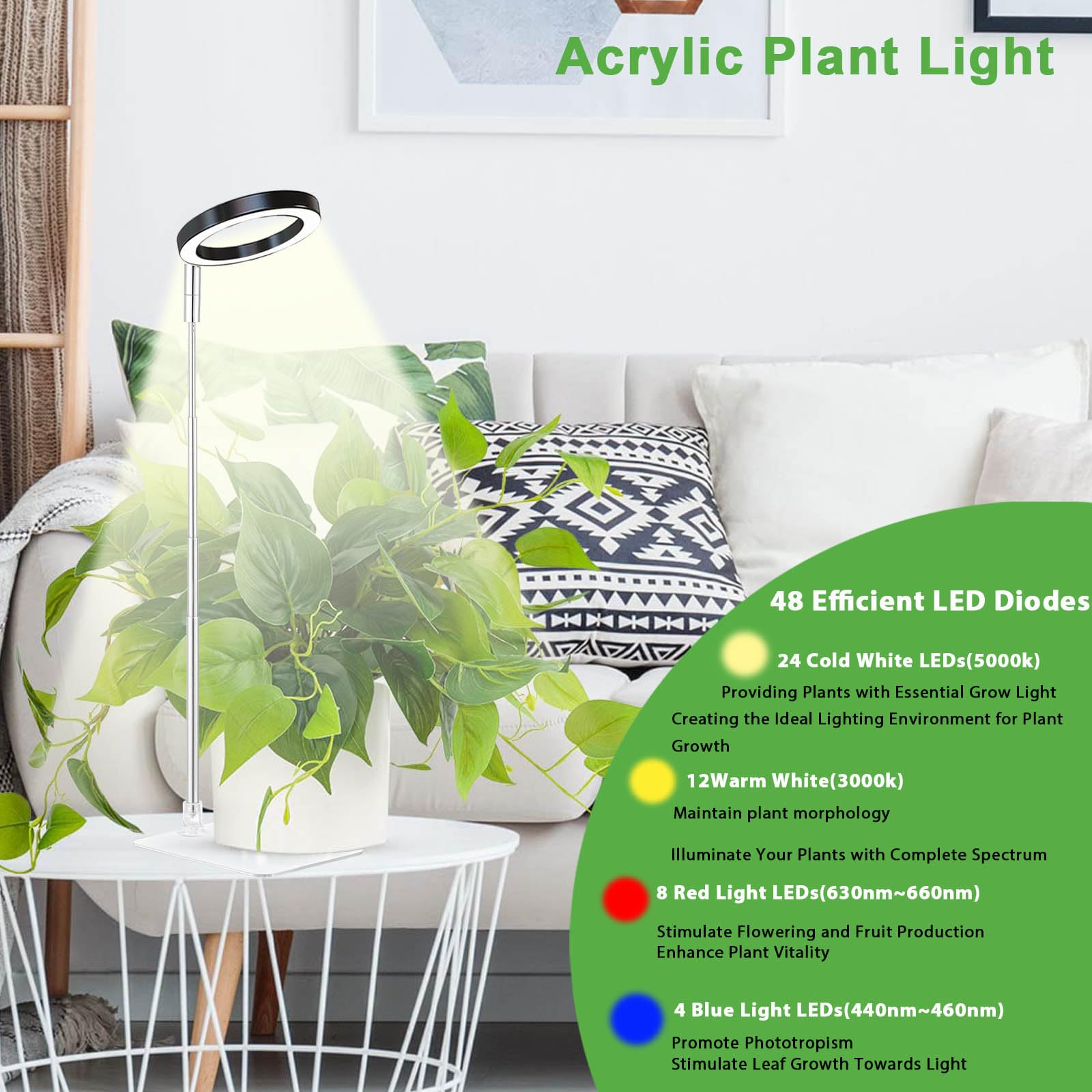Yadoker LED growing light height adjustable for multiple pots.