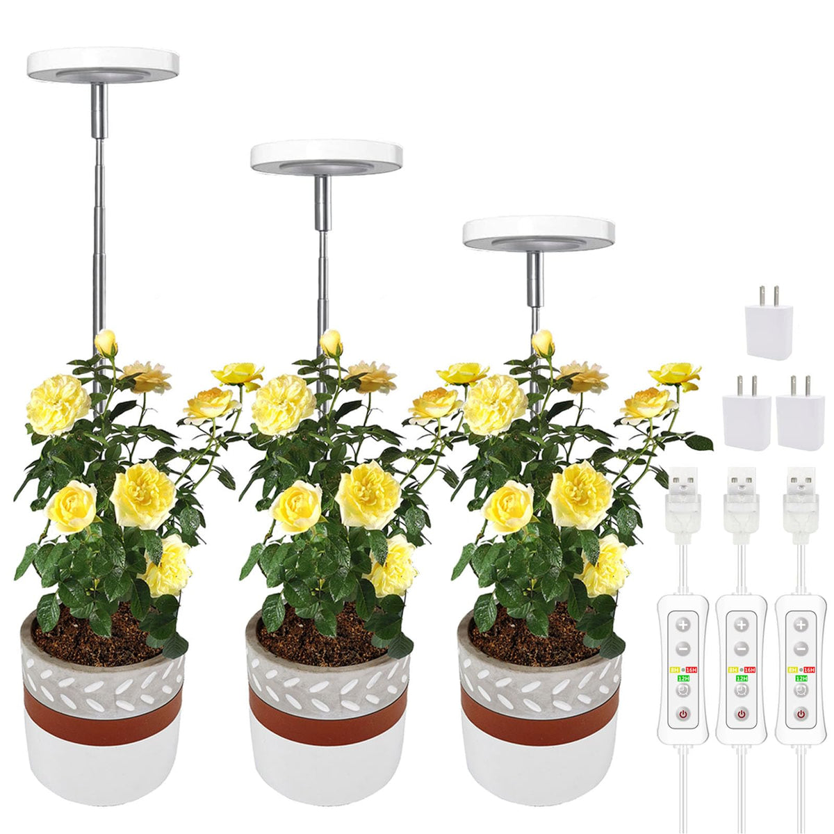 Yadoker plant grow light on a desk setup provides full-spectrum illumination.