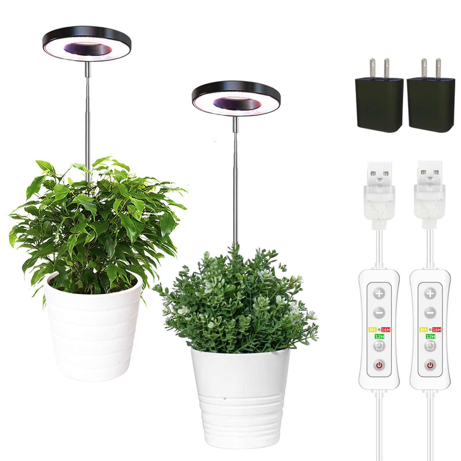Yadoker Plant Grow Light full spectrum illuminates indoor plants for vibrant growth.