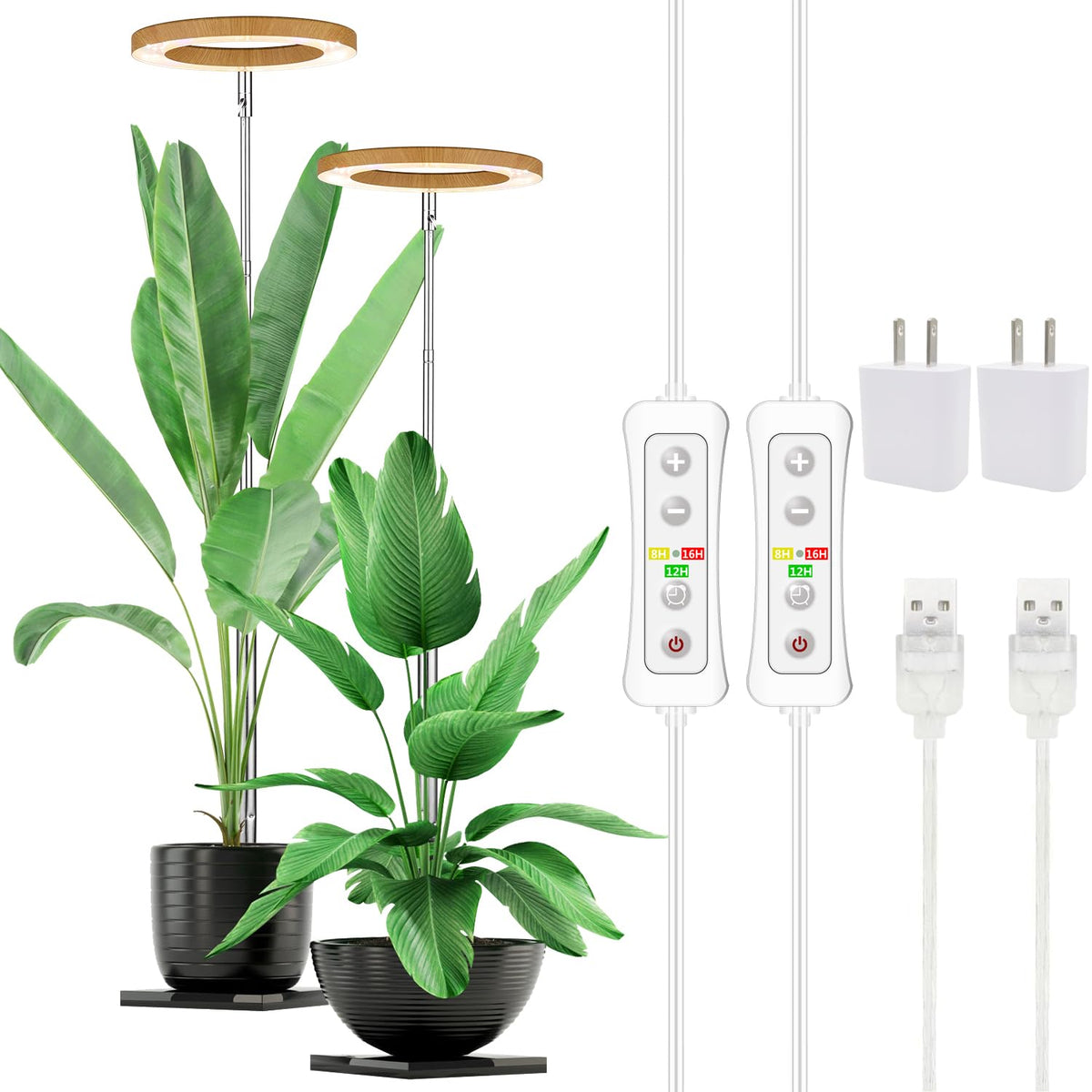 Yadoker Plant Grow Light with full spectrum supports large indoor plants' growth