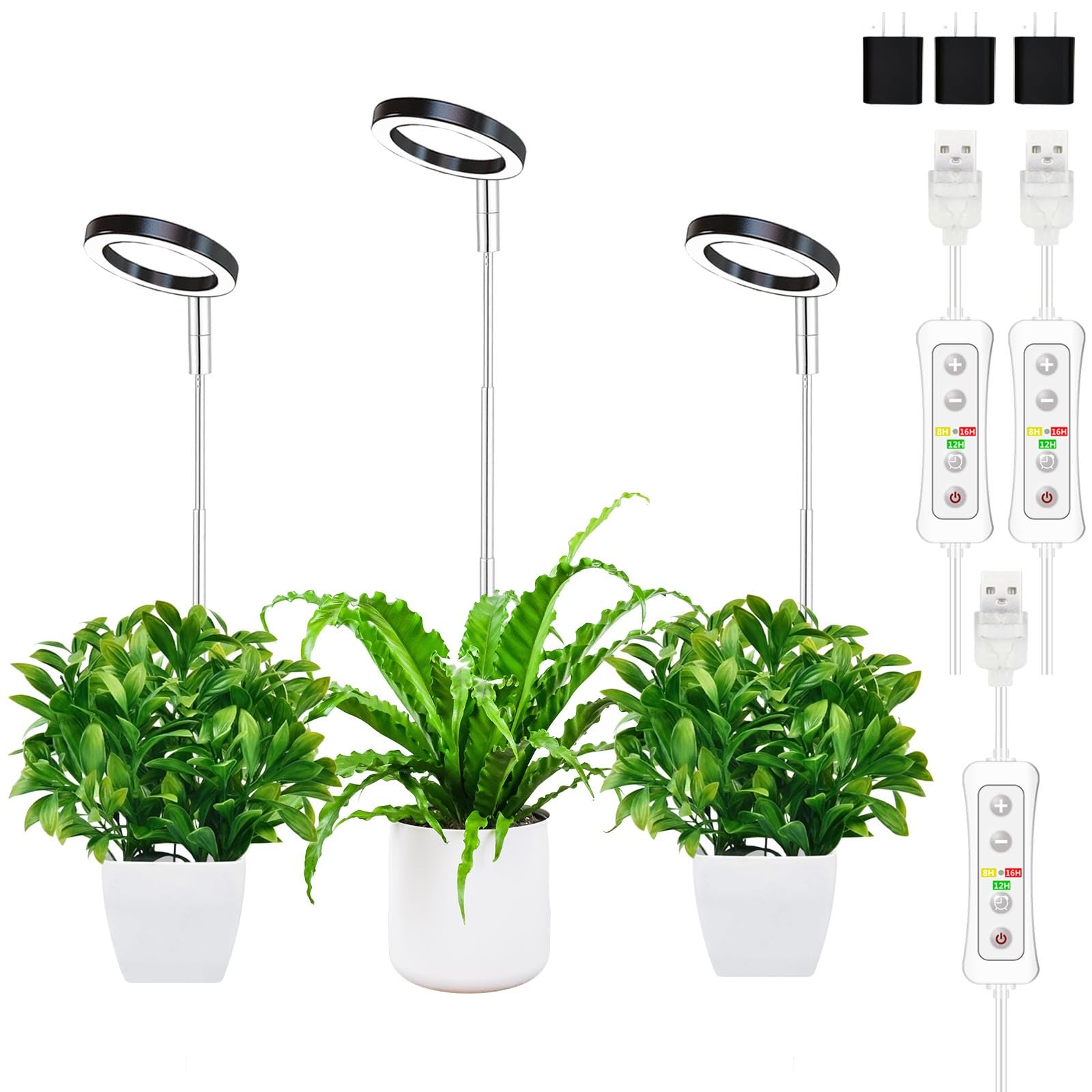 Yadoker Plant Grow Light full spectrum illuminates indoor plants for healthy growth.