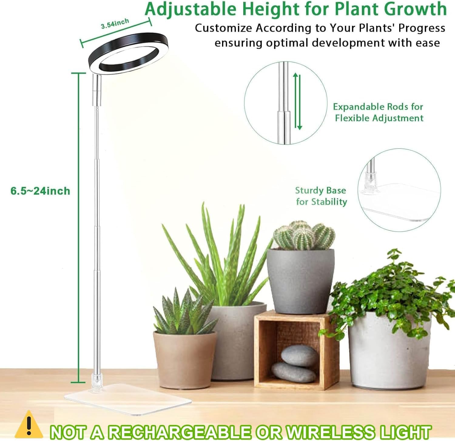 Yadoker Stick-in Design Grow Light fits pots without clamps