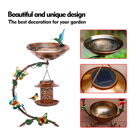 YADOOLIFE bird bath featuring butterfly accent for garden decor