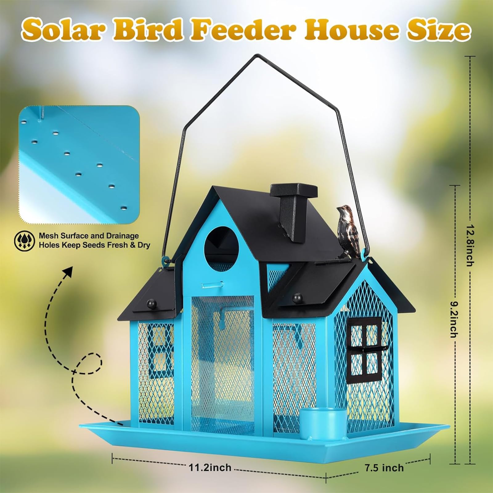 YADOOLIFE solar light feature on the bird feeder enhances evening visibility