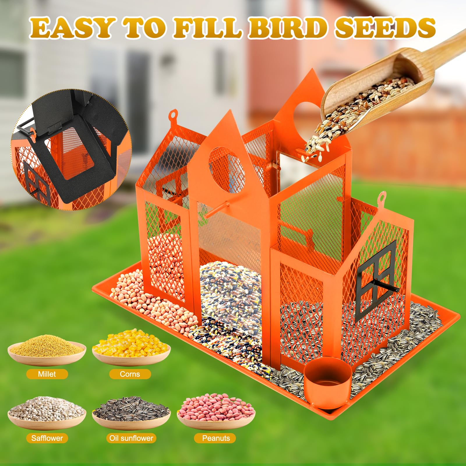YADOOLIFE Easy-fill seed window helps monitor feed levels