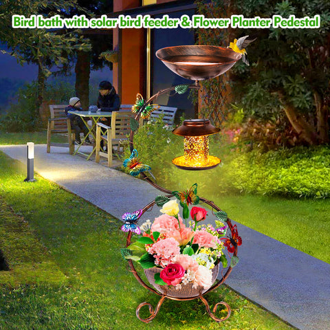 YADOOLIFE metal bird bath with anti-rust finish for outdoor use