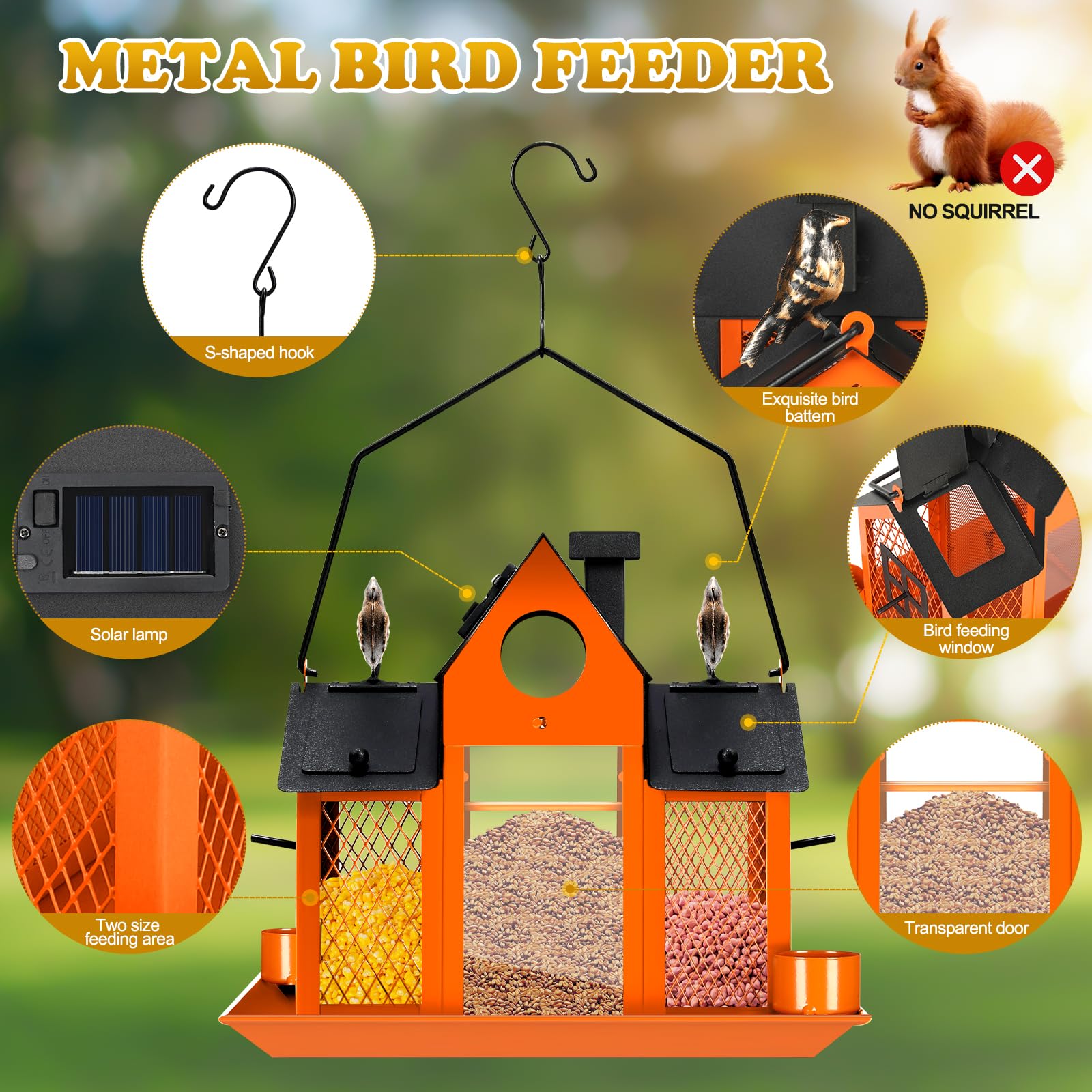 YADOOLIFE Metal Bird Feeder with 5 pound capacity for less refilling