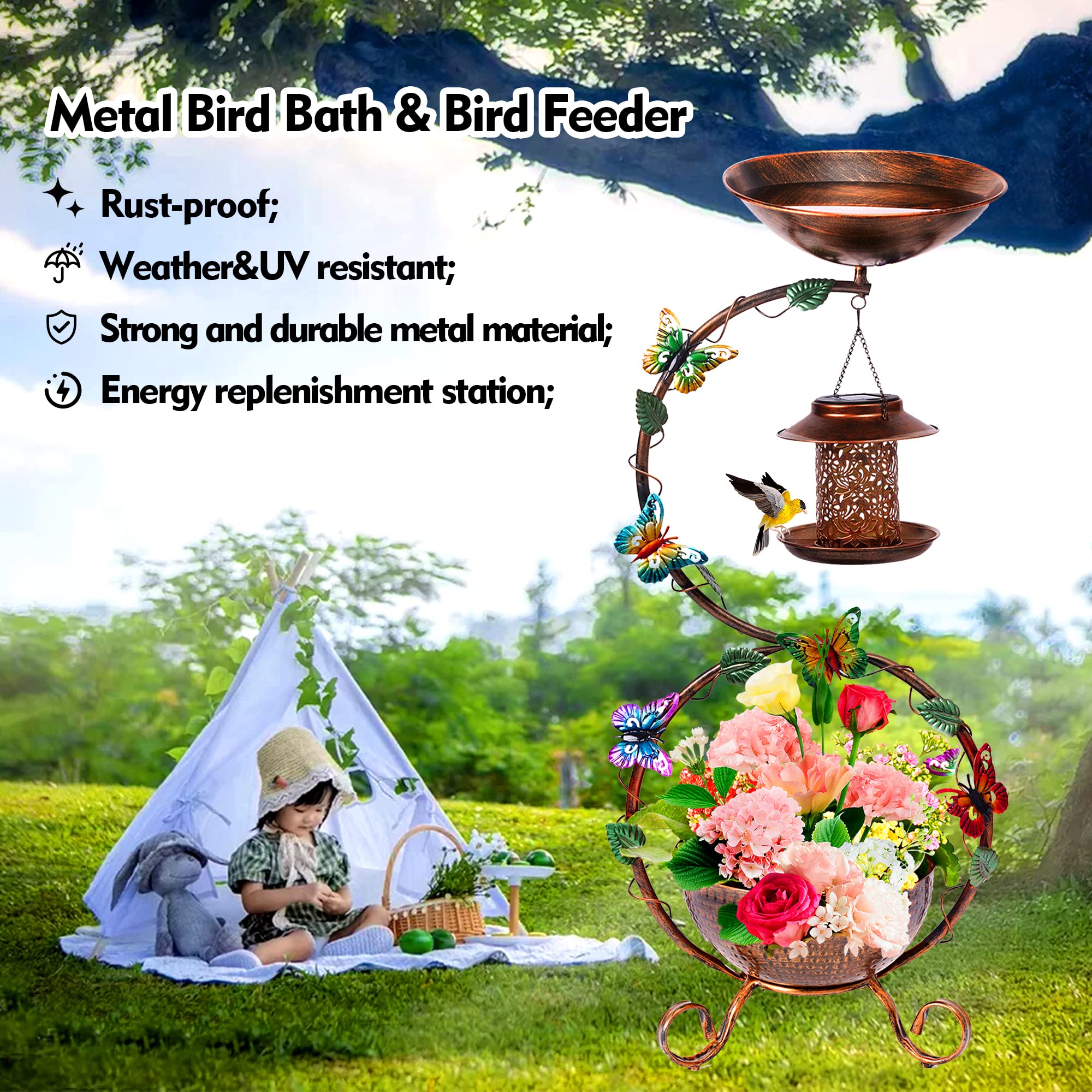 YADOOLIFE solar bird feeder providing daytime bird attraction and night glow