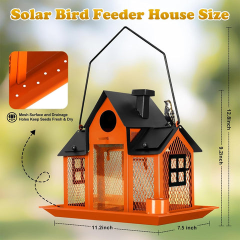 YADOOLIFE Solar Lighted Bird Feeder illuminates garden at night