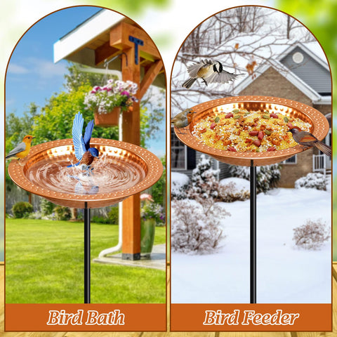 YADOOLIFE standing bird bath in garden provides easy viewing of visiting birds