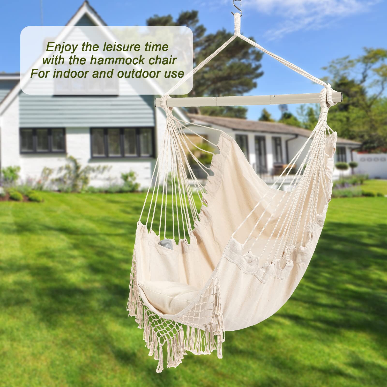 YAERSI hammock chair extremely comfortable weave supports long lounging sessions