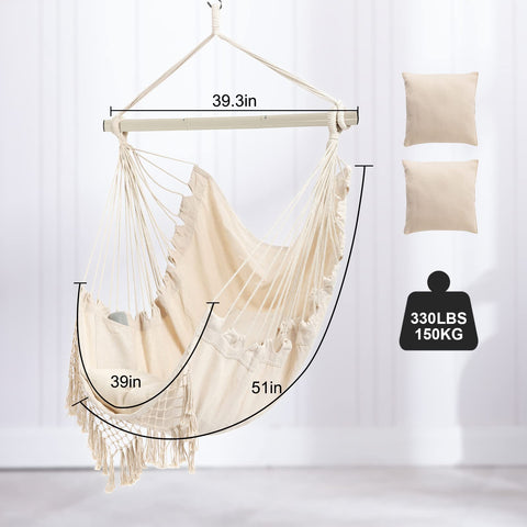 YAERSI hammock chair side-pocket stores remotes and books within reach