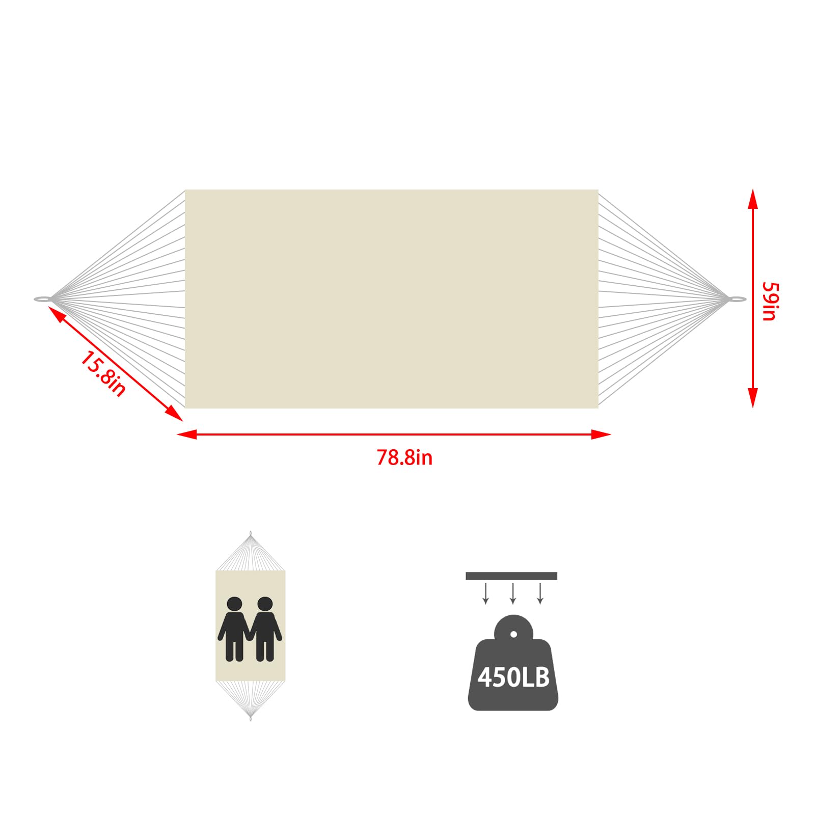 YAERSI hammock suitable for indoor or outdoor use on porch or beach