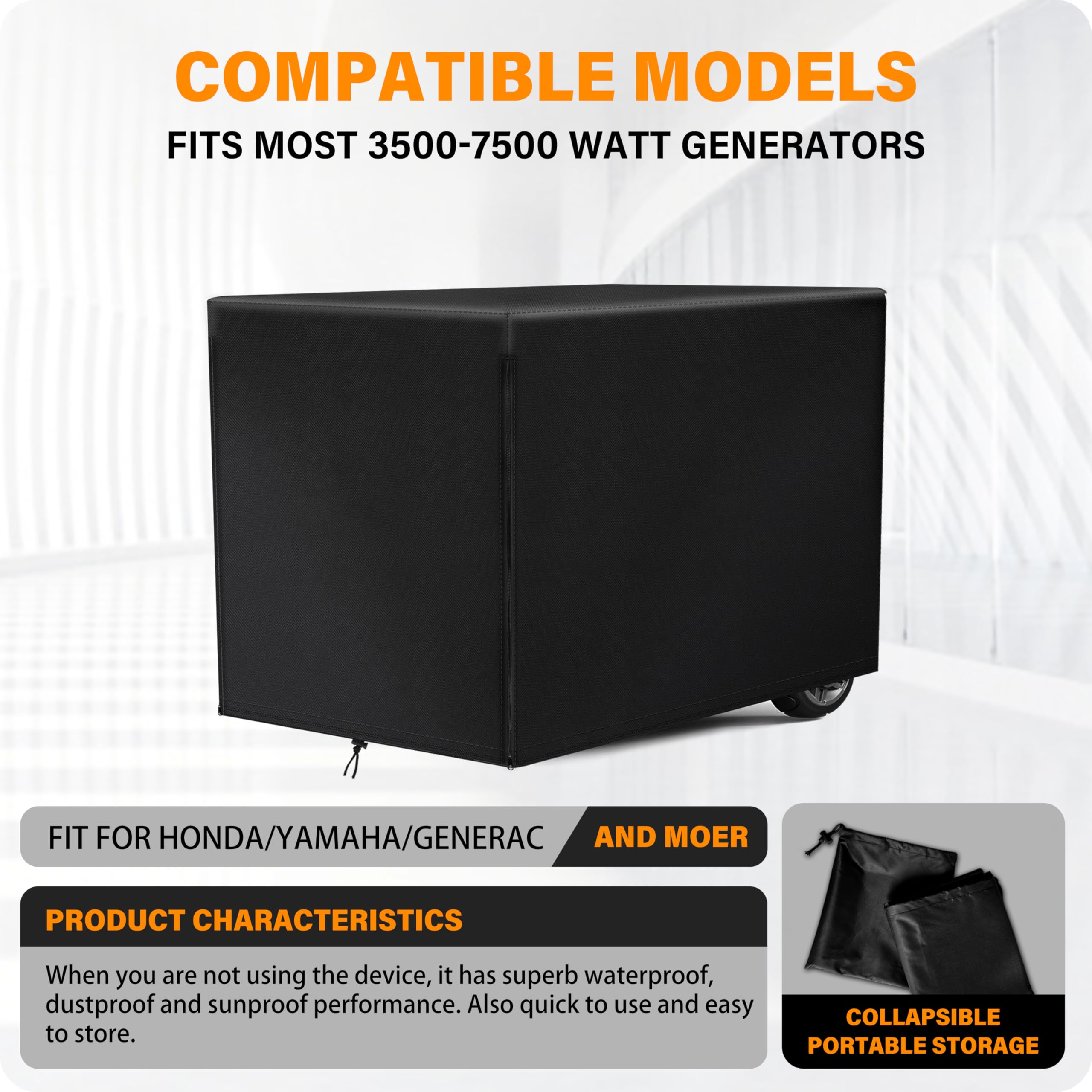 YAFFEY generator cover side-zip access enables quick installation and removal.