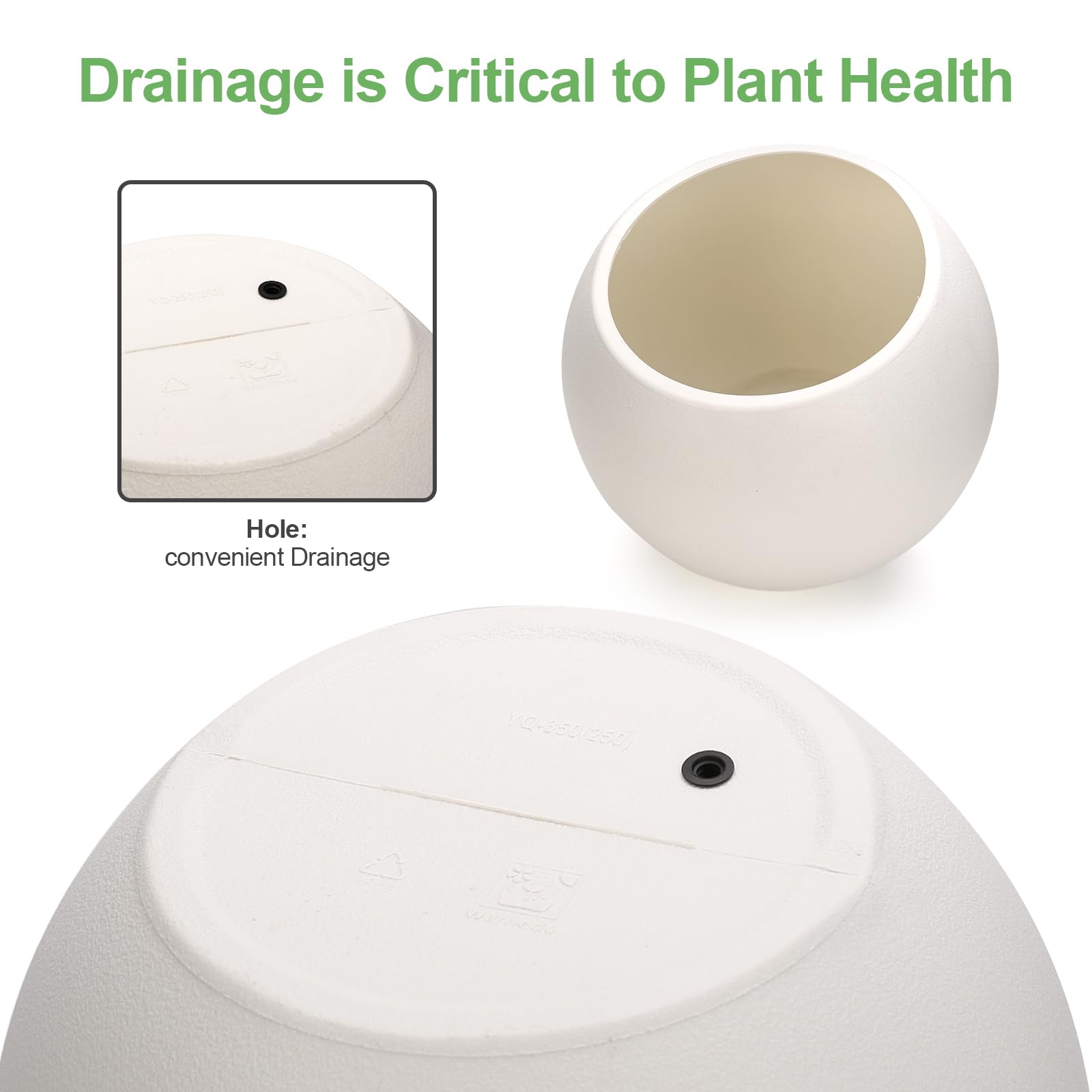 Drainage hole on Yaghpy planter helps prevent overwatering for healthy plants.