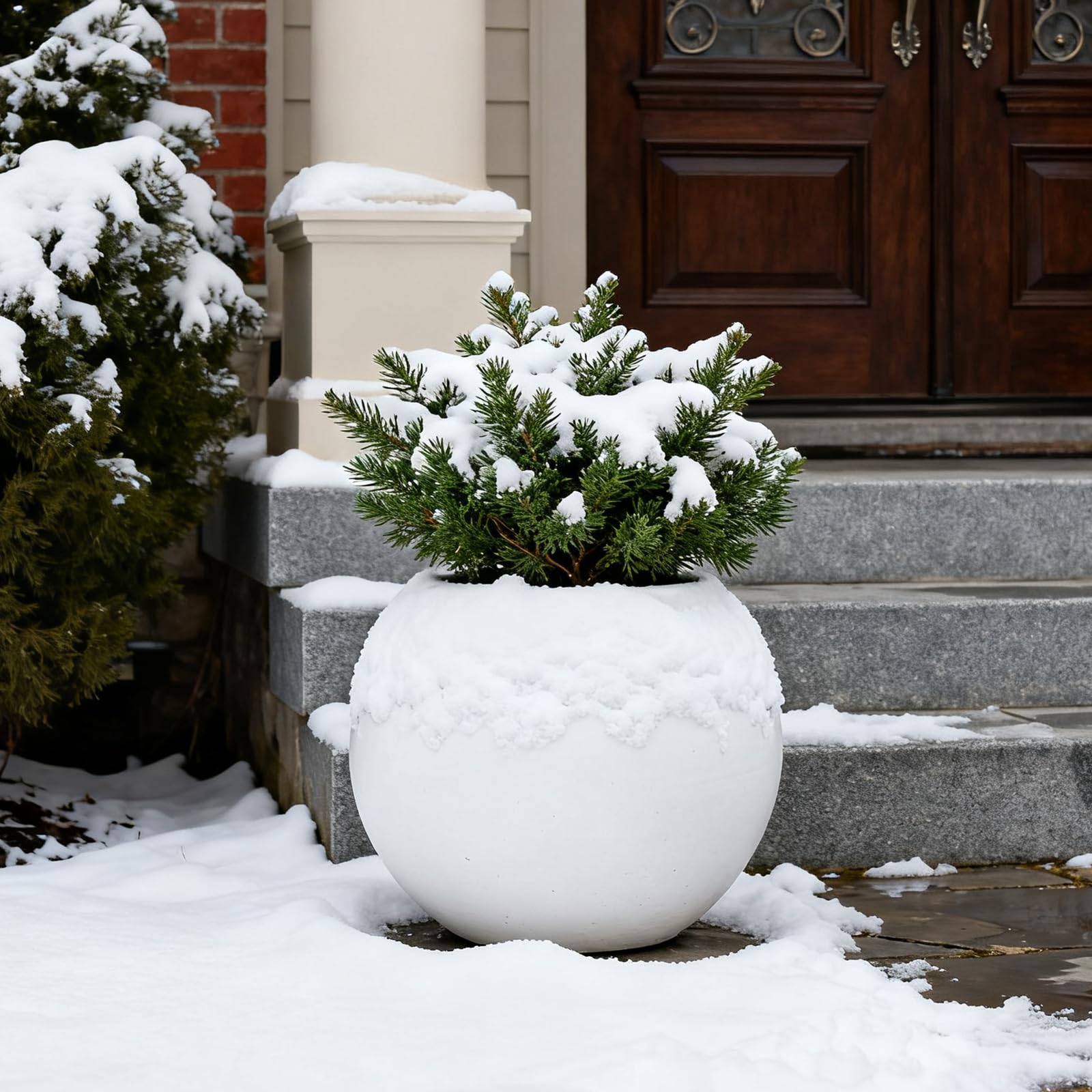 Texture detail on Yaghpy planter highlights durable PE-concrete blend.