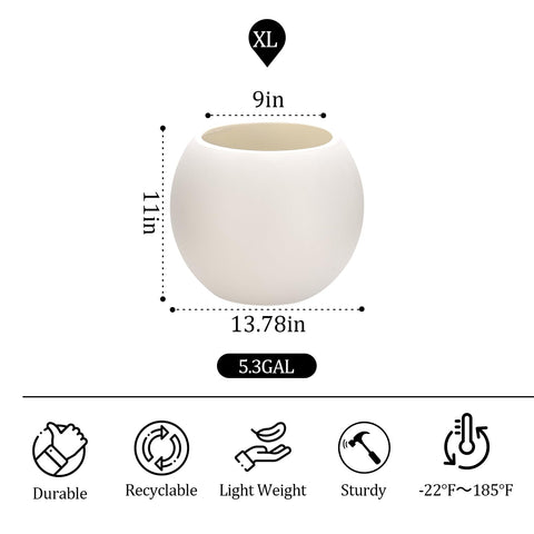 Yaghpy large round planter for outdoor use, weather resistant on balconies.