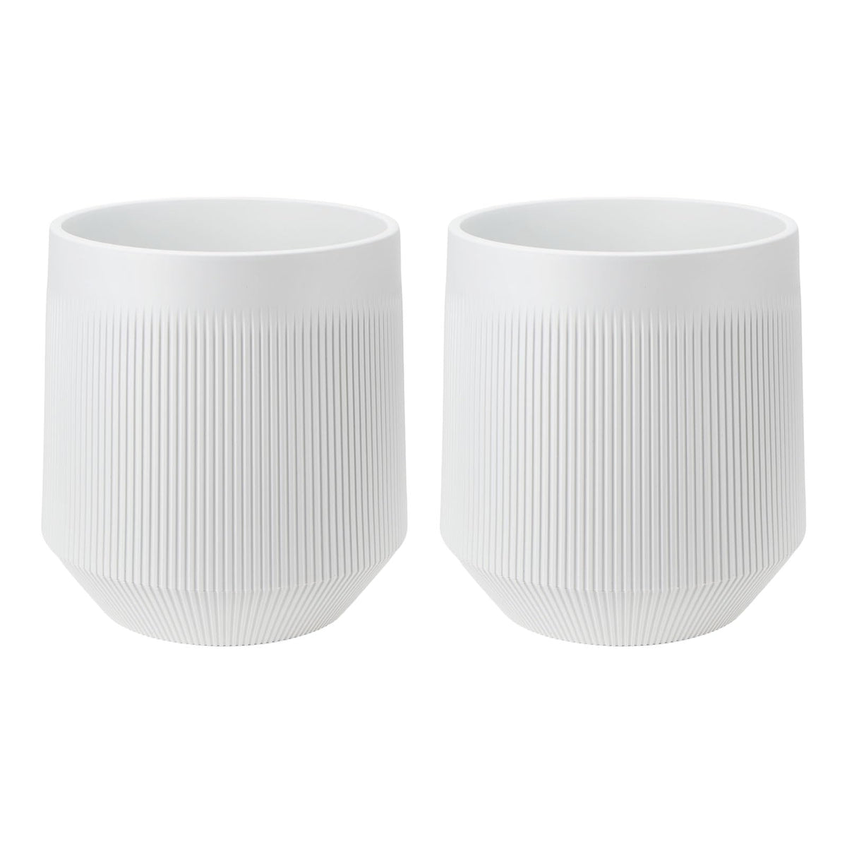 Yaghpy plant pots 15-inch white set of 2, front view for indoor and outdoor use.