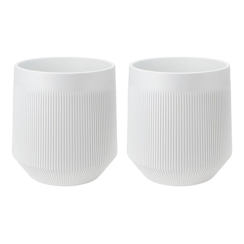 Yaghpy plant pots 15-inch white set of 2, front view for indoor and outdoor use.