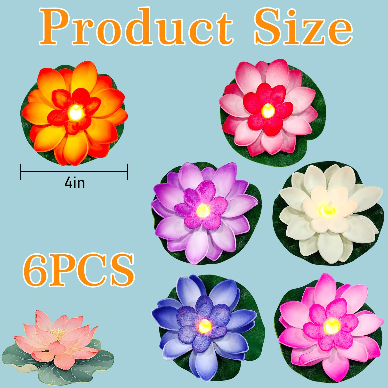 YAHAHARICH pool floating lotus light brightens outdoor water features