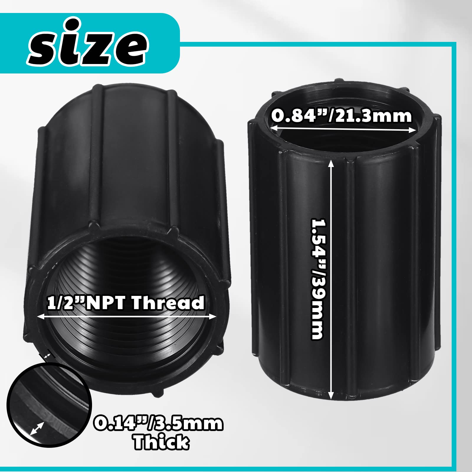 Yahenda half-inch female-threaded coupler for quick pipe extensions with secure connections