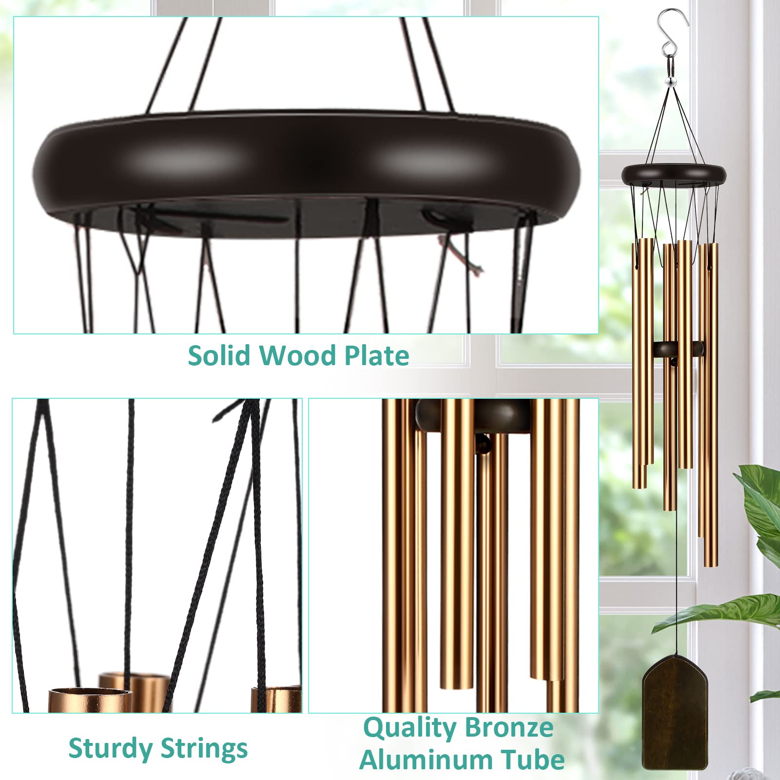 Yahenda outdoor wind chimes add elegance to patio and garden décor.