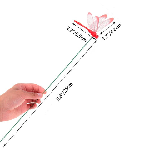 Yahpetes 3D dragonfly green stake enhances outdoor decor and color