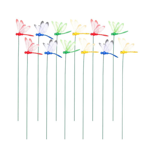 Yahpetes 3D dragonfly red stake enhances outdoor decor and color