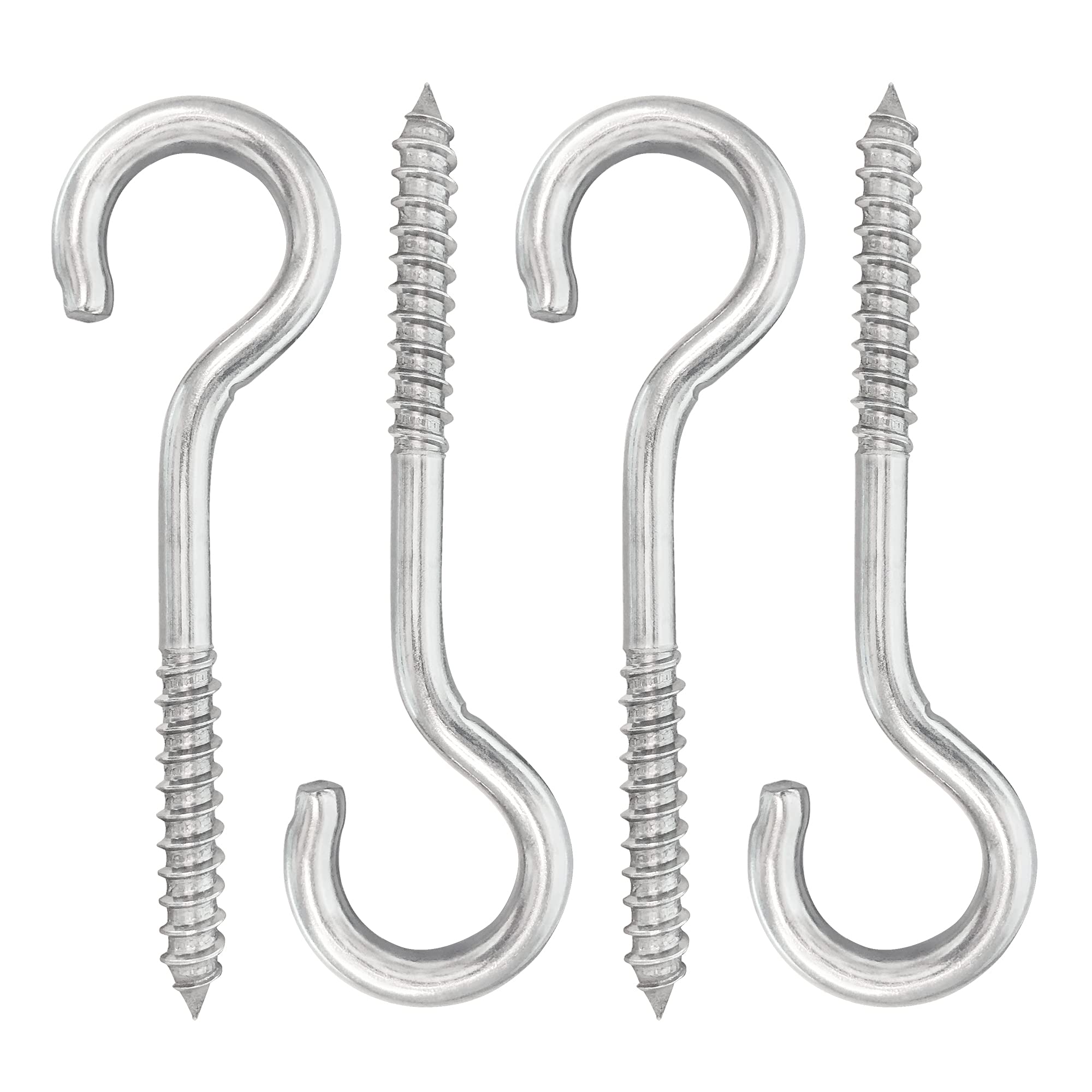 YAIRMIS 5-inch screw eye hook mounted on wood for heavy-duty hanging.