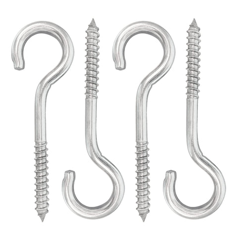 YAIRMIS 5-inch screw eye hook mounted on wood for heavy-duty hanging.