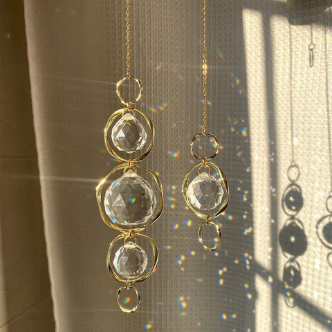 Yajuo crystal suncatcher prism ball outdoor creates colorful light patterns