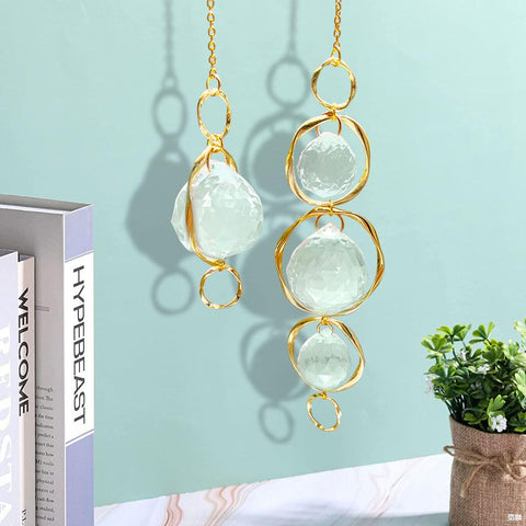 Yajuo crystal suncatcher prism ball with ring adds window charm