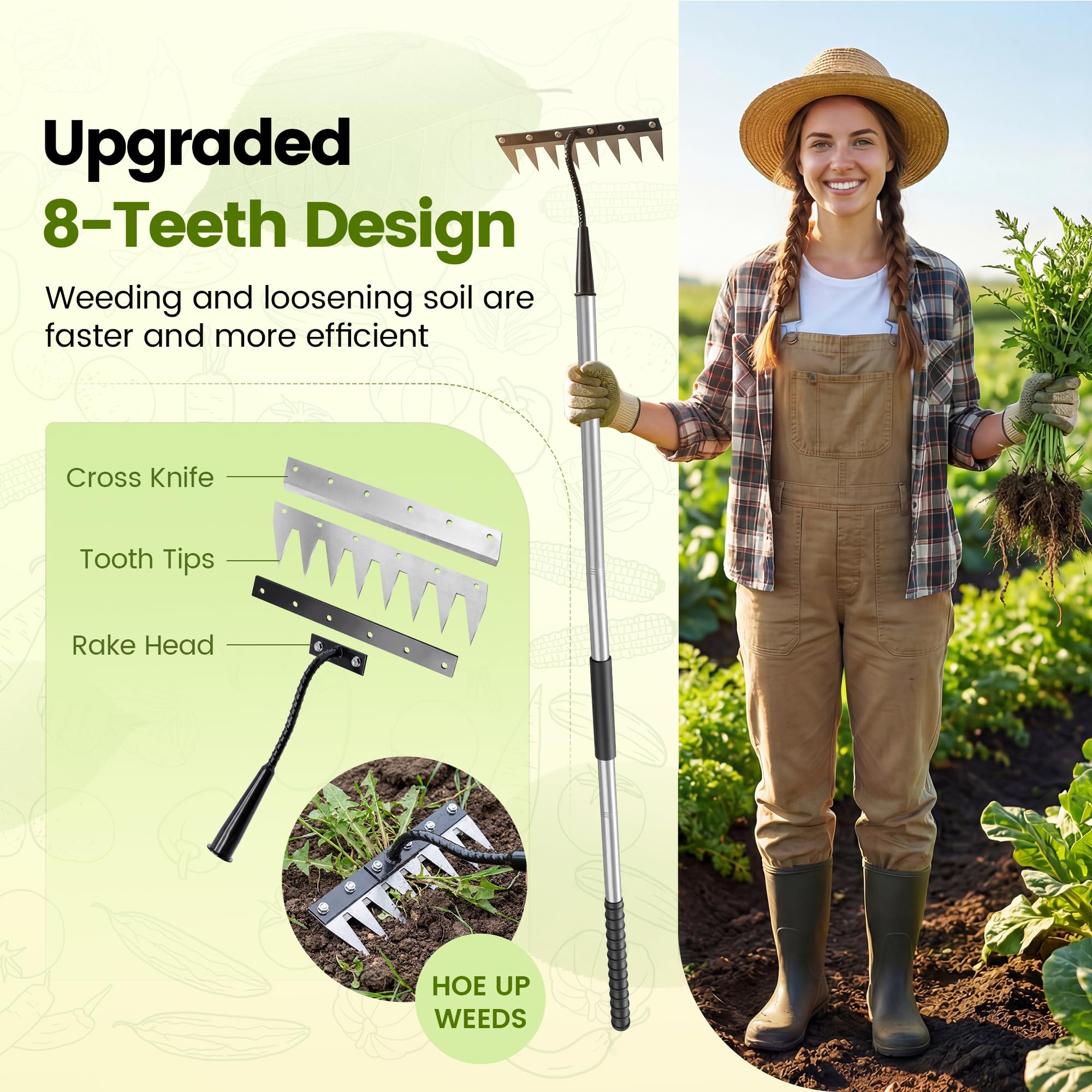 YALEENT adjustable-handle length for comfortable gardening.