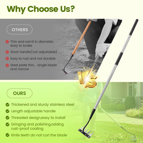 YALEENT 5-prong design penetrates soil for quicker weeding