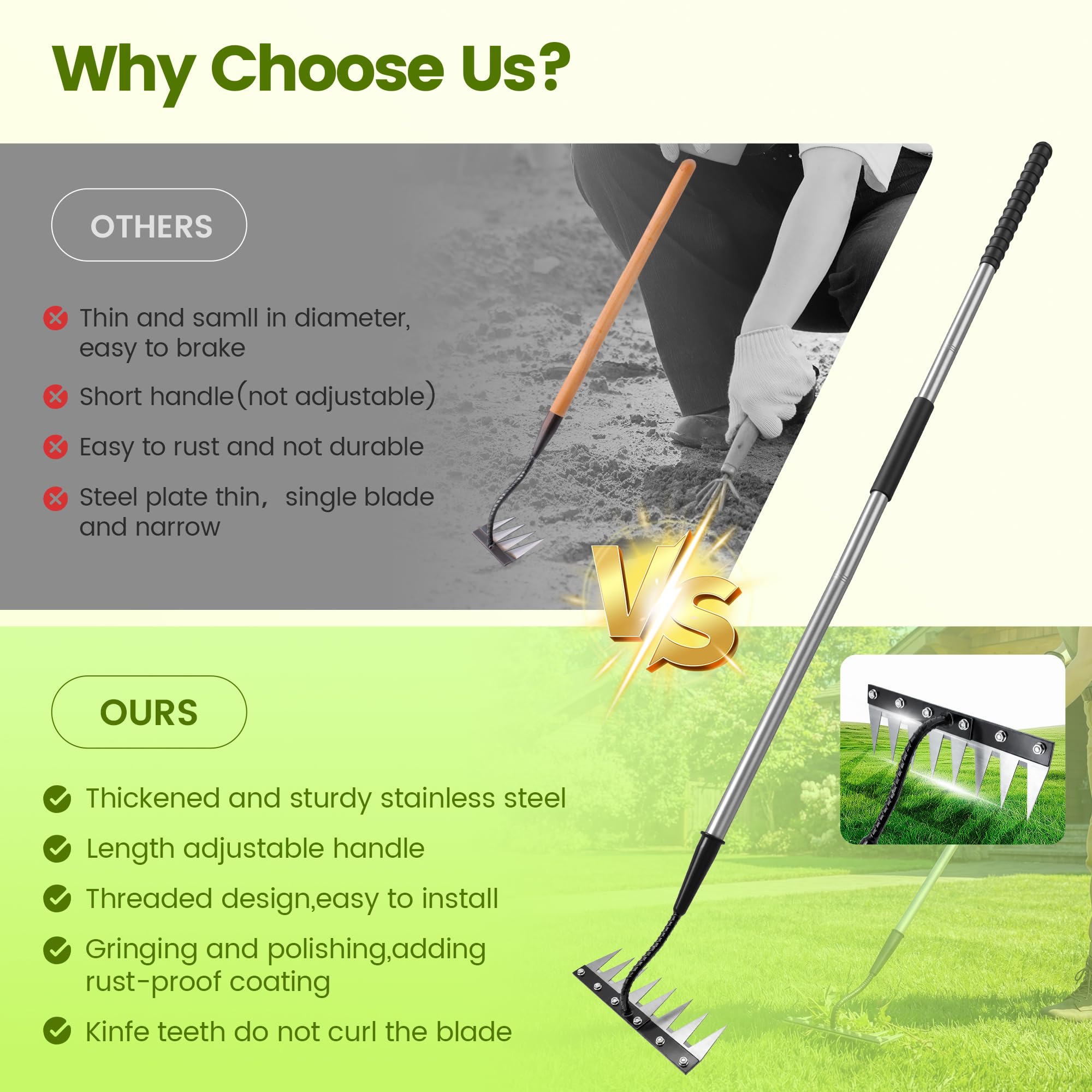 YALEENT multi-function gardening tool for planting and trenching.