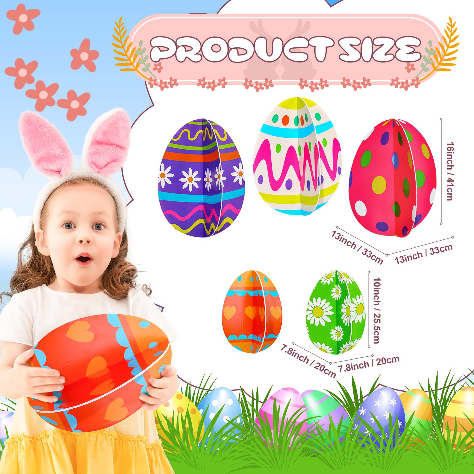 Yalikop 3D Easter egg signs small, compact yard accents for cozy garden corners.