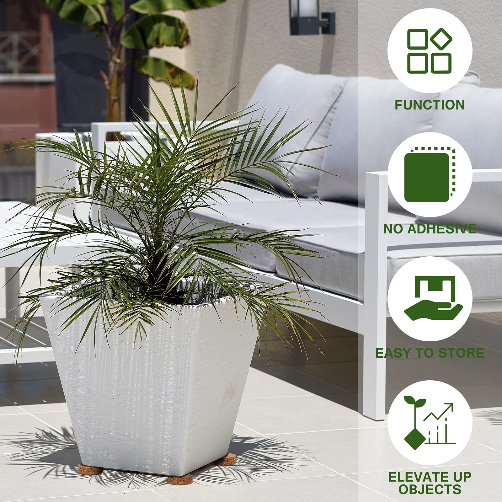 Yalikop corkwood pot risers durable supports for indoor and outdoor pots.