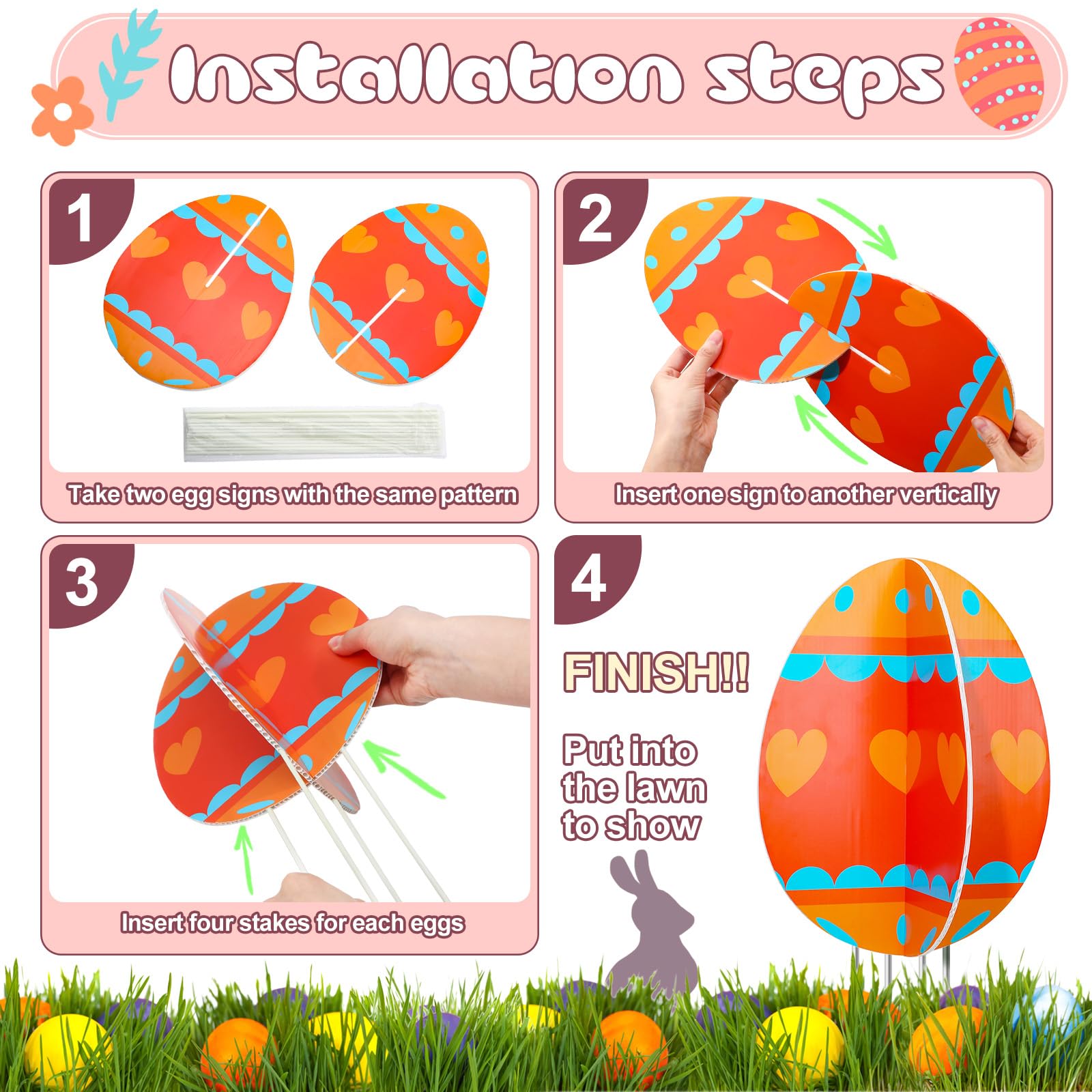 Yalikop double-sided Easter yard sign, visible from multiple angles, attracting guests.