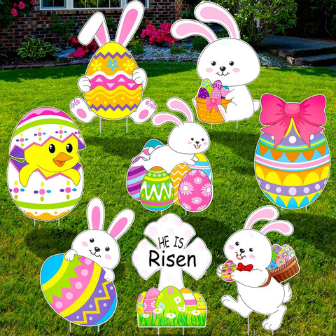 Yalikop Easter yard sign bunny and eggs for outdoor decor