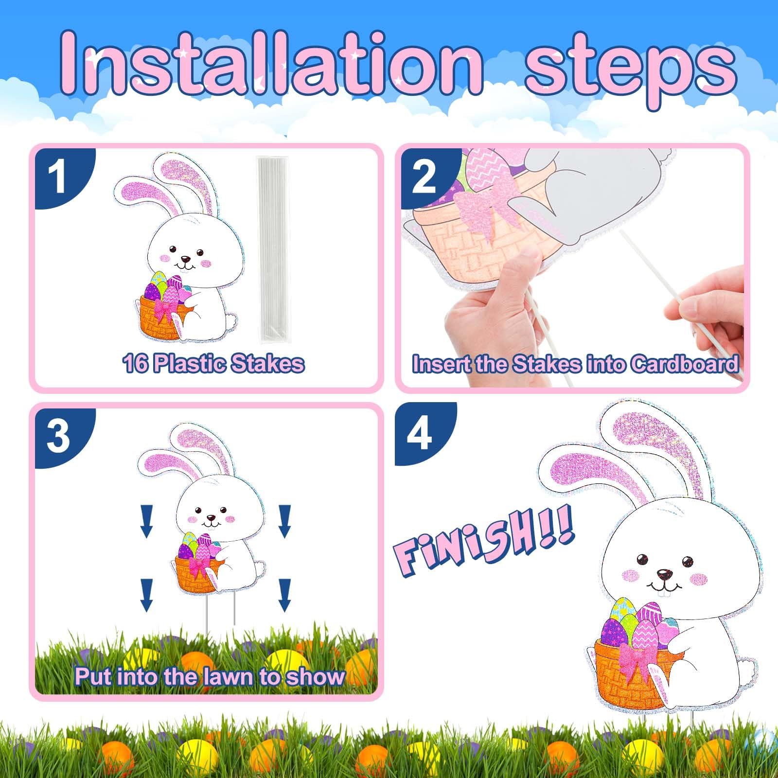 Yalikop Easter yard sign eggs pattern for garden ambiance
