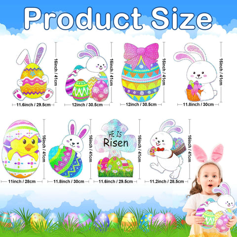Yalikop Easter yard sign iridescent finish reflects light