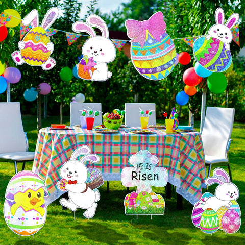 Yalikop eight-pack Easter yard signs for front lawns