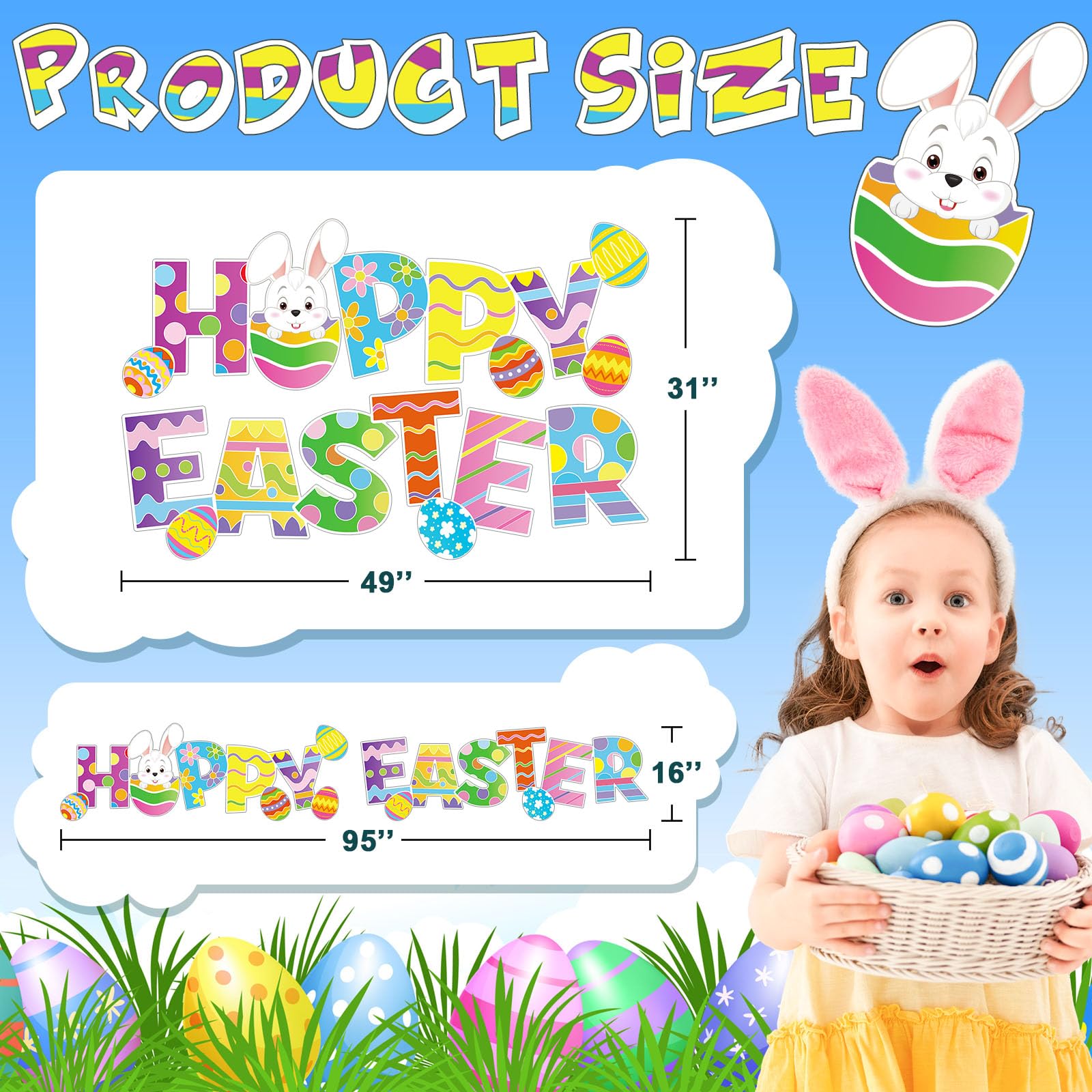 Yalikop foldable Easter yard sign display easy to set up along walkways