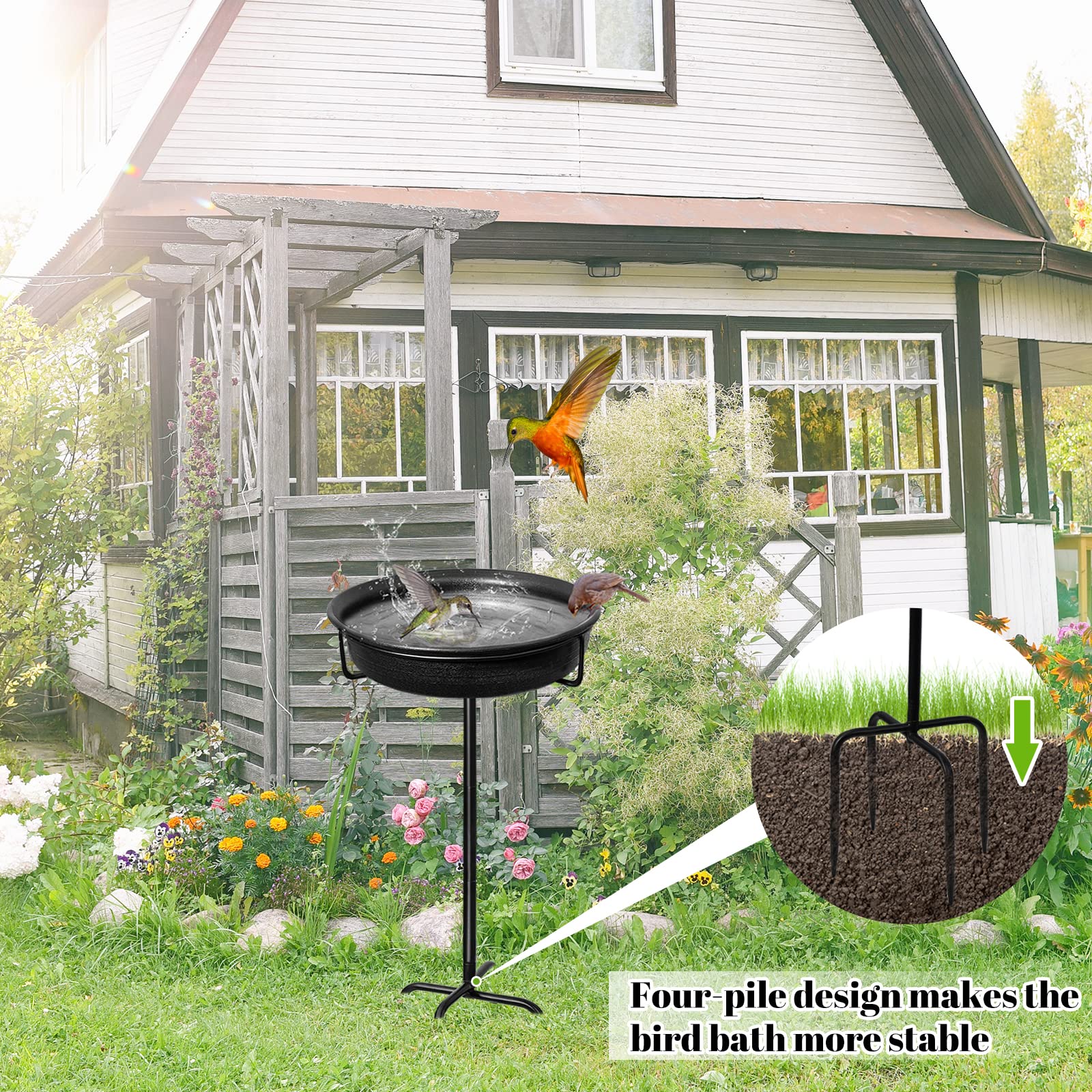 YALINKA birdbath design is easy to clean and refill.